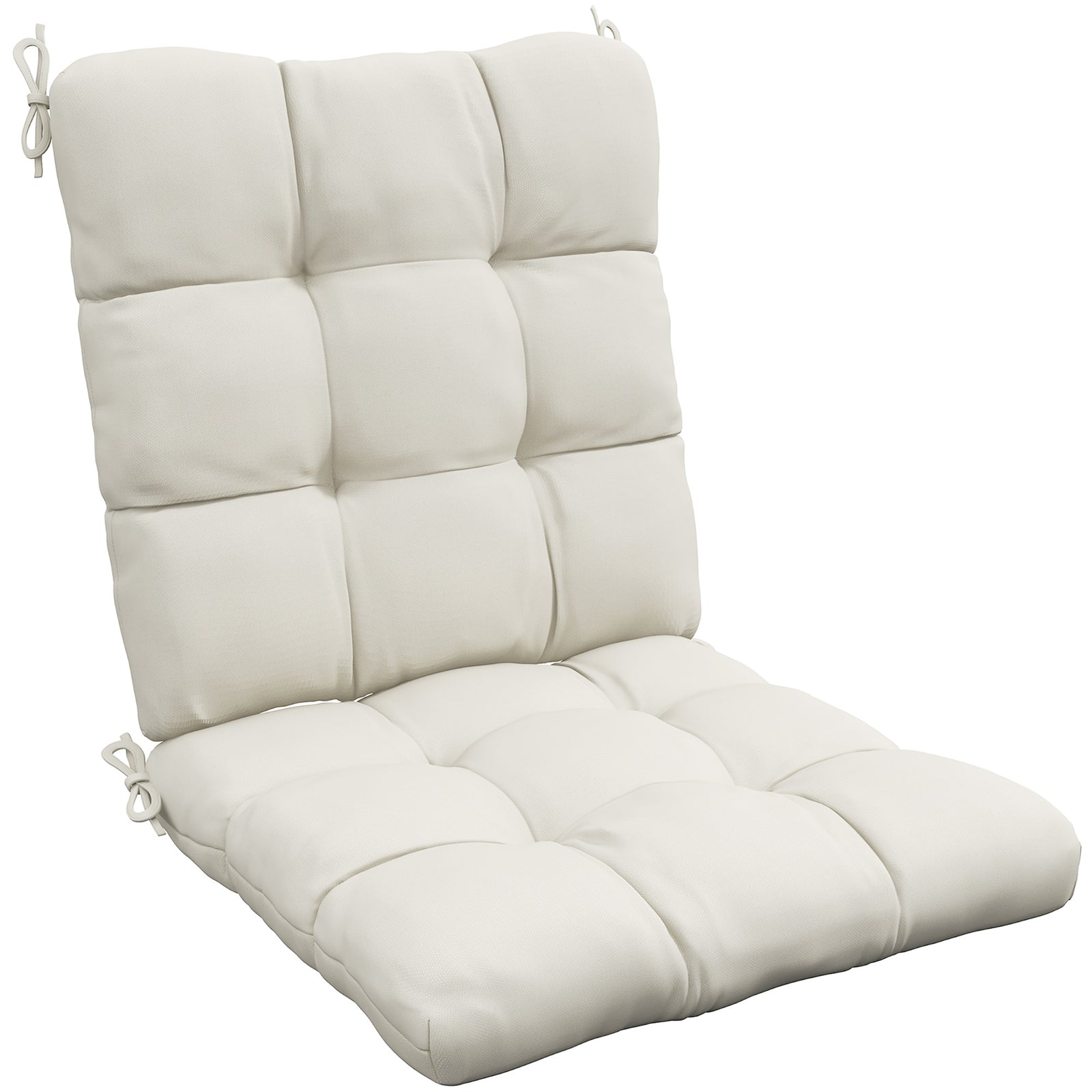 Outdoor Garden Seat Cushion with Backrest, Cream White