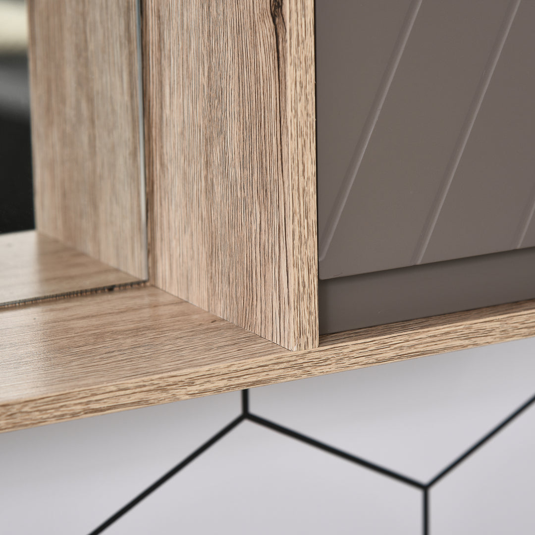 Bathroom Mirror Cabinet, Wall-Mounted Bathroom Cabinet with Mirror and Adjustable Inner Shelf, 57L x 14.2W x49.2H cm