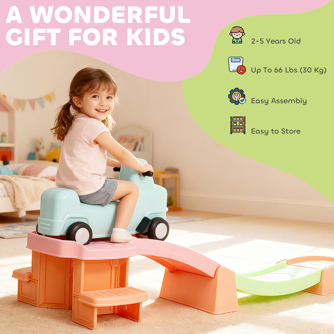 MCL 3(m) Four-Piece Ride on Kids Roller Coaster w/ Non-Slip Steps, for Ages 2-5 Years - Orange