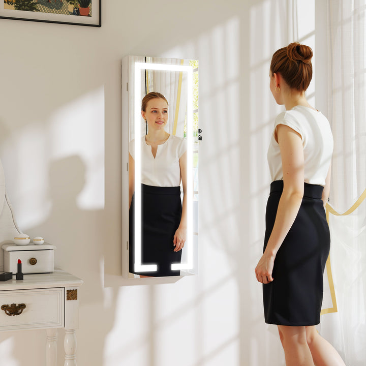 LED Mirror Jewellery Cabinet, Wall Mounted Full Length Mirror with Sto