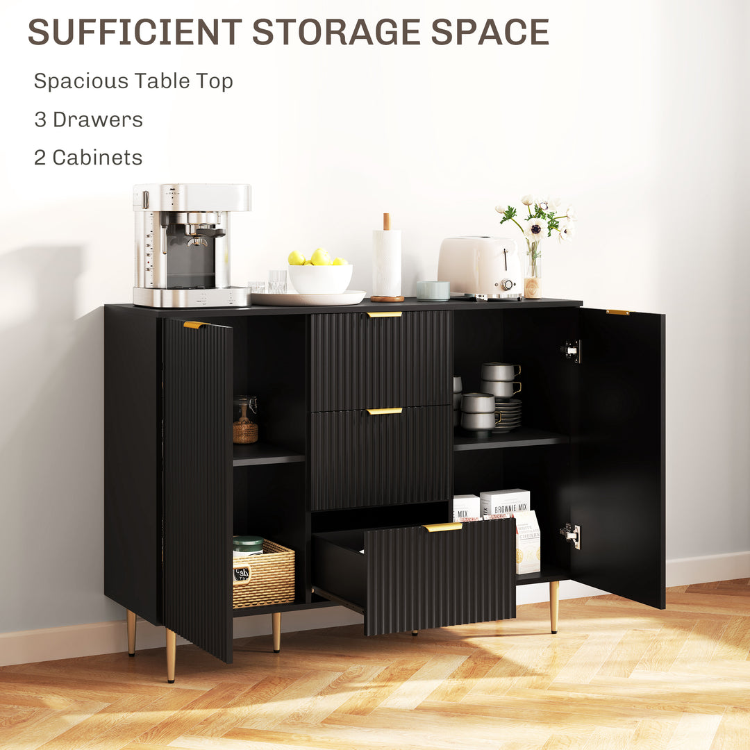 MCL 2-Door Sideboard with 3 Drawers and Adjustable Shelves - Black