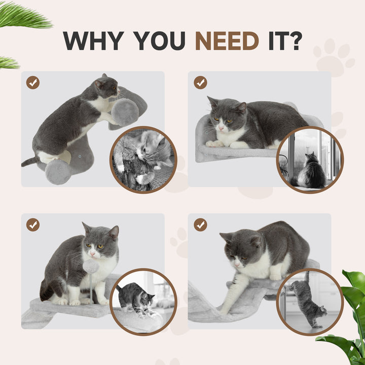 4-Piece Cat Wall Shelves with Steps, Ladder, Jumping Platforms, Light Grey