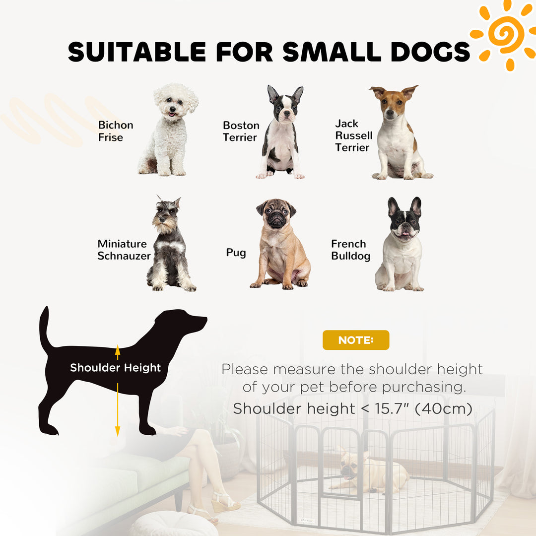 Eight-Panel Dog Playpen with Door, for Large Dogs, Indoors, Outdoors, 60cm Tall, Black