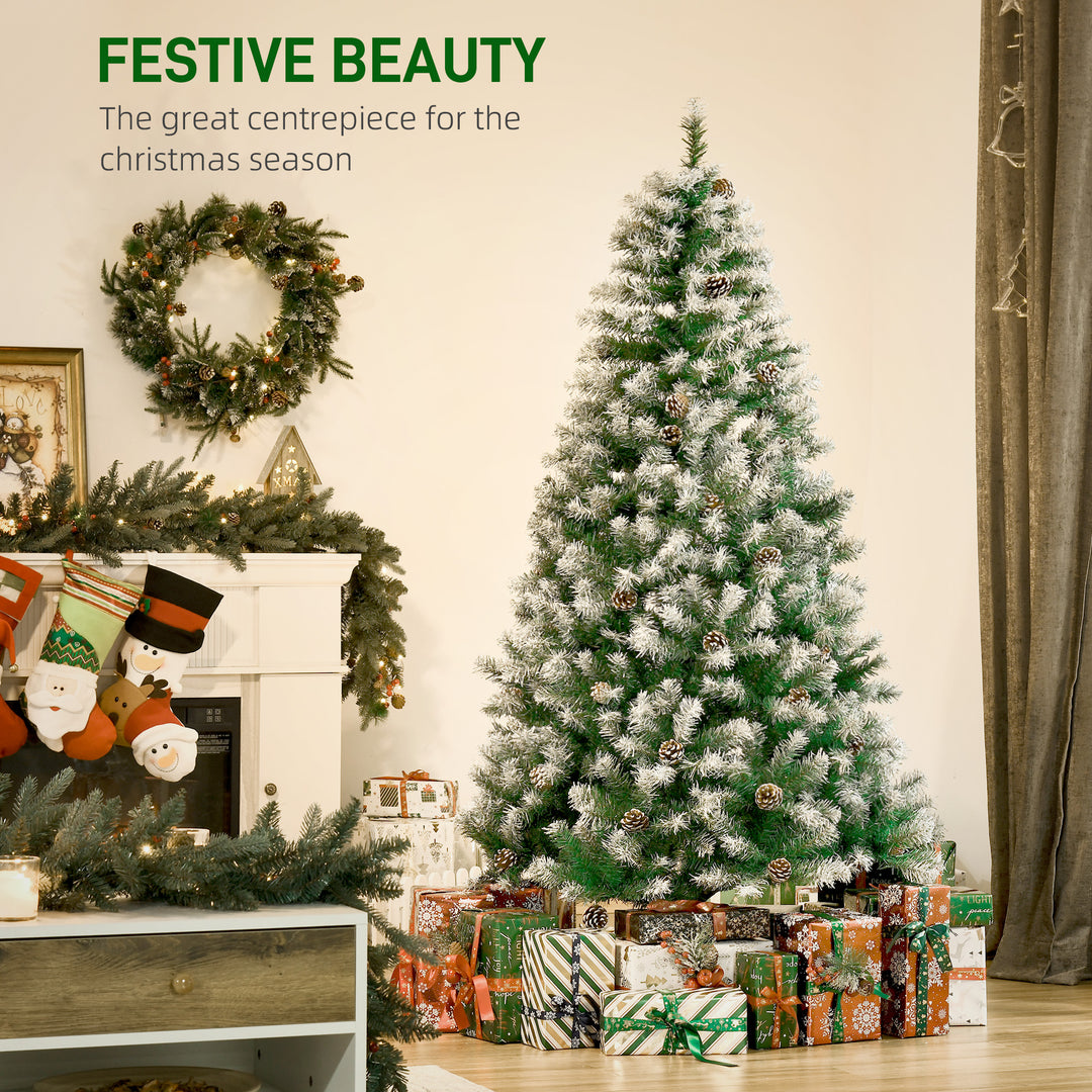 6FT Artificial Christmas Tree with Pine Cones, Holiday Home Xmas Decoration Automatic Open, Green