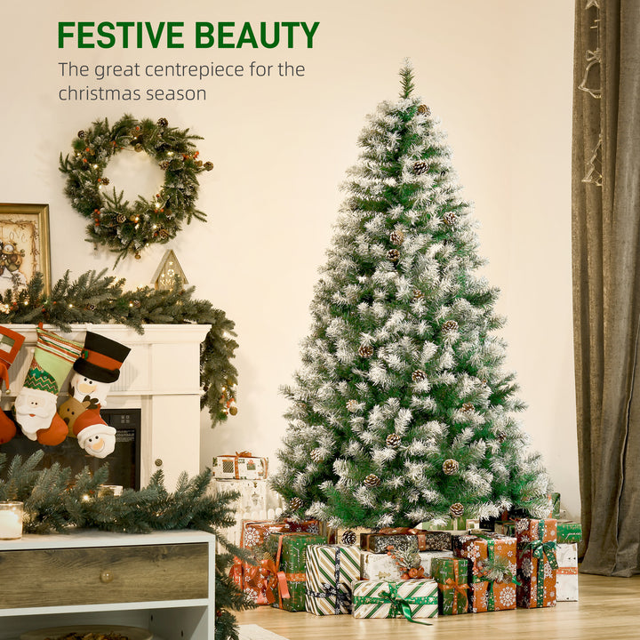 6FT Artificial Christmas Tree with Pine Cones, Holiday Home Xmas Decoration Automatic Open, Green