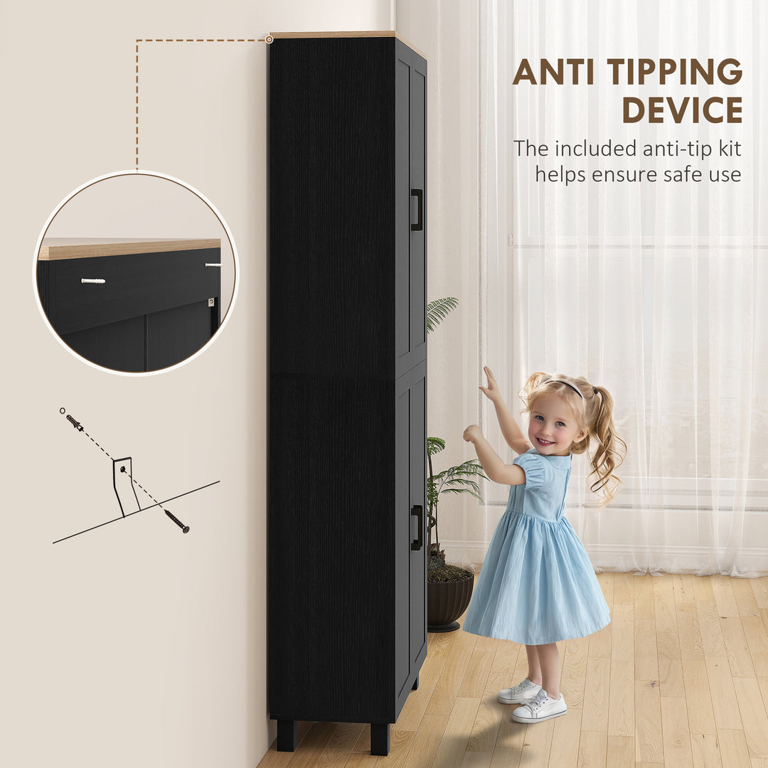 Freestanding Kitchen Cupboard, 4-Door Storage Cabinet with Adjustable 