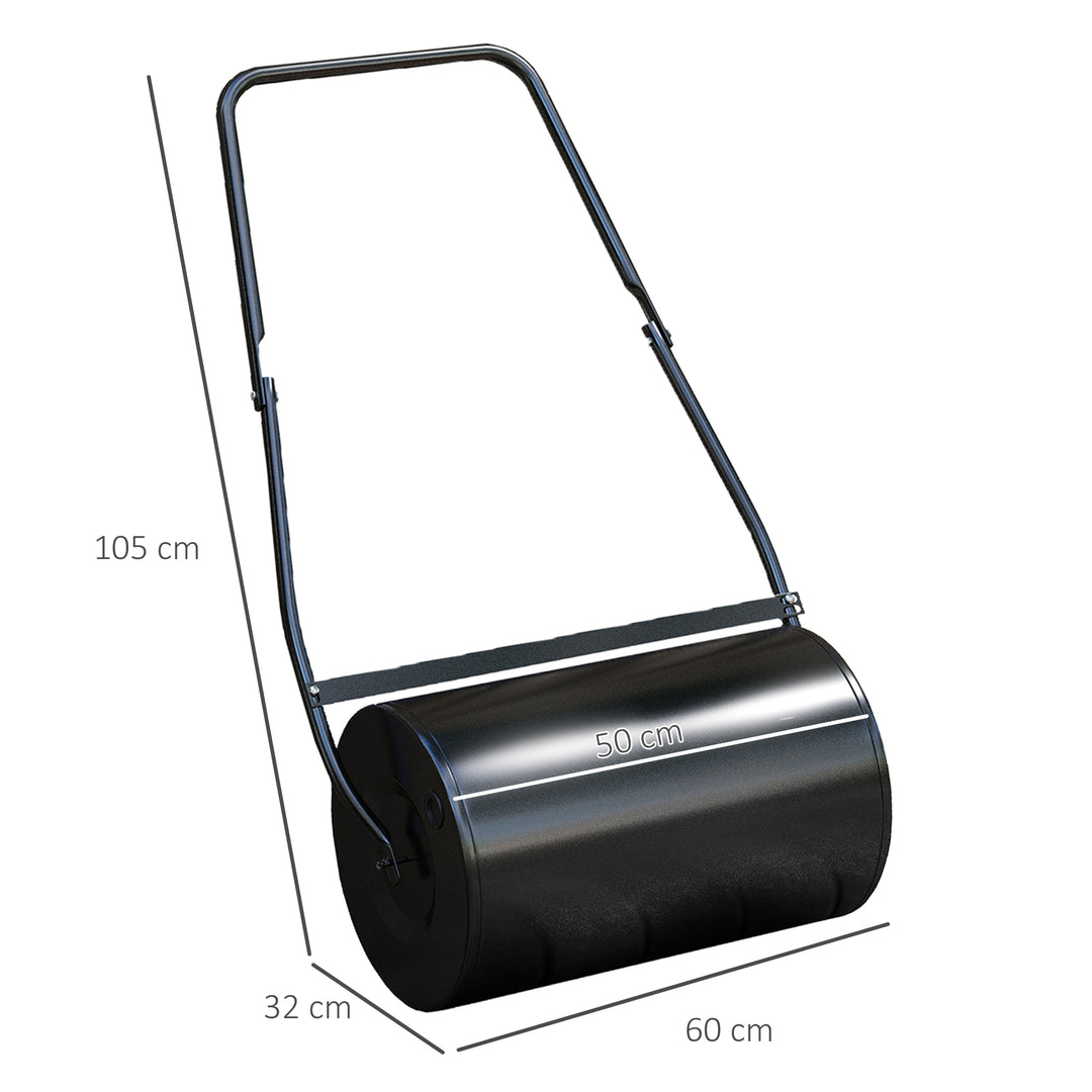 38L Heavy Duty Water or Sand Filled Garden Steel Lawn Roller Drum Φ50cm Black