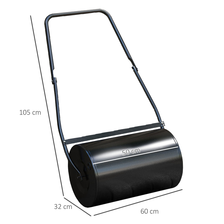 38L Heavy Duty Water or Sand Filled Garden Steel Lawn Roller Drum Φ50cm Black