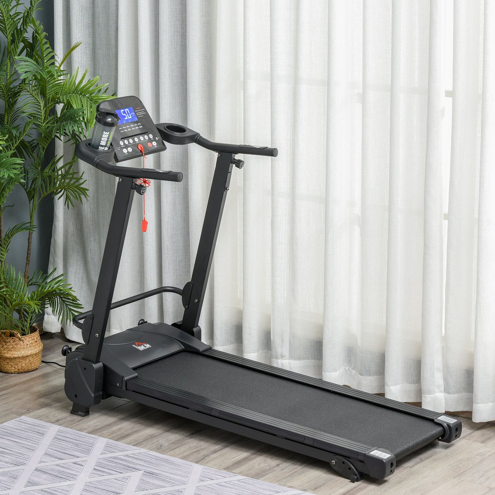 2.5HP 14Km/h Manual Incline Electric Running Machine Motorized Treadmill Folding, MP3 & USB Player, 12 Preset Programs, 5 Speed Shortcut, w/ WIDE RUNNING BELT, LCD Display, Drink Holders