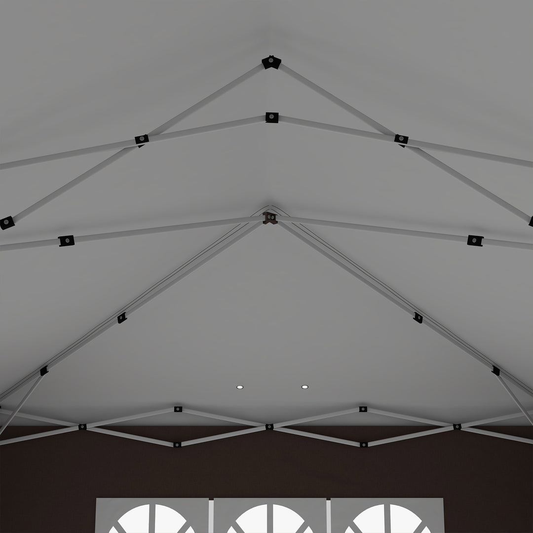3 x 6 m Pop Up Gazebo with Sides and Windows, Height Adjustable Wedding Camping Party Tent Canopy Marquee with Storage Bag for Garden, Event, Brown