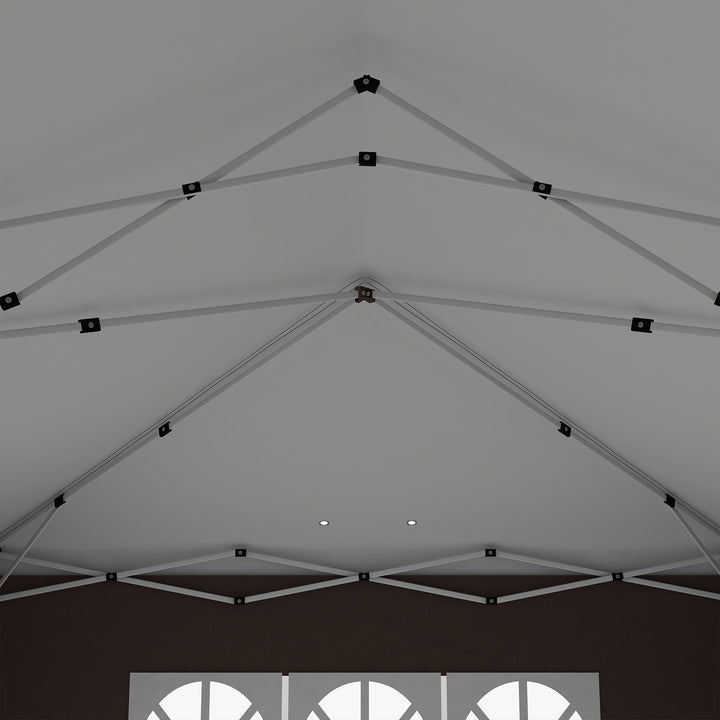 3 x 6 m Pop Up Gazebo with Sides and Windows, Height Adjustable Wedding Camping Party Tent Canopy Marquee with Storage Bag for Garden, Event, Brown