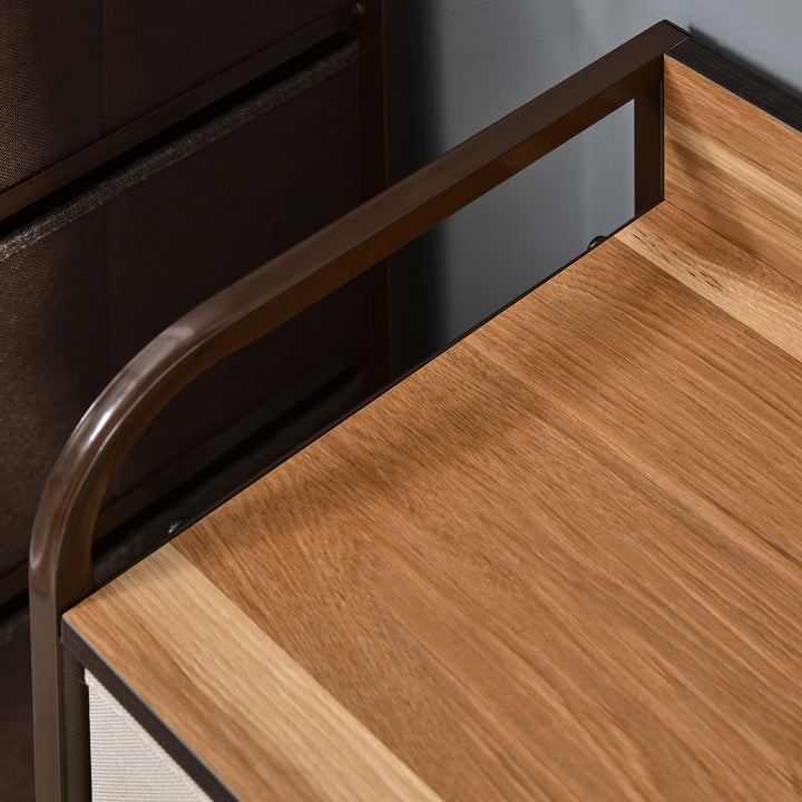 MCL 5-Drawer Dresser, Linen Fabric Chest of Drawers, Dresser Tower Unit for Bedroom Hallway Entryway, Storage Organizer with Steel Frame Wooden Top