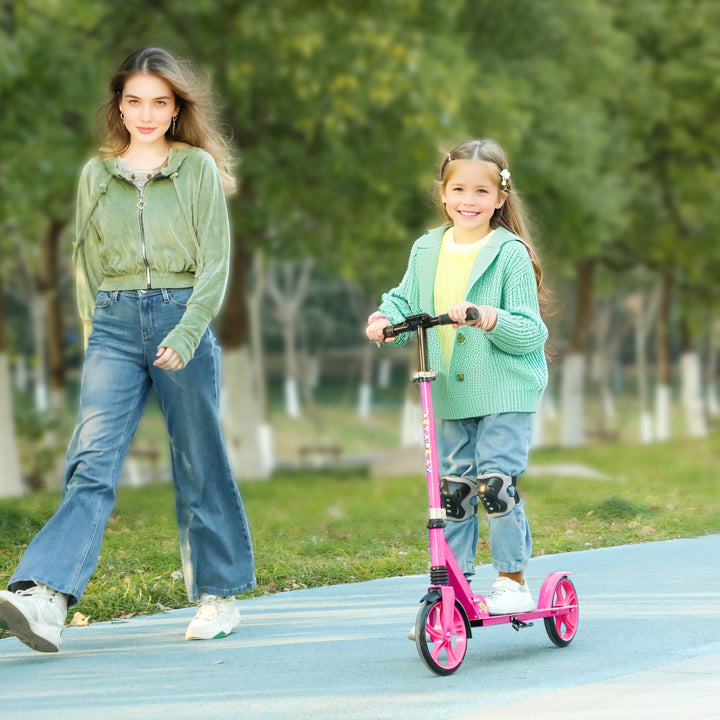 AIYAPLAY Foldable Kids Scooter with Adjustable Handlebar, 200mm Big Wheel, Rear Fender Brake, for Ages 6-12 Years