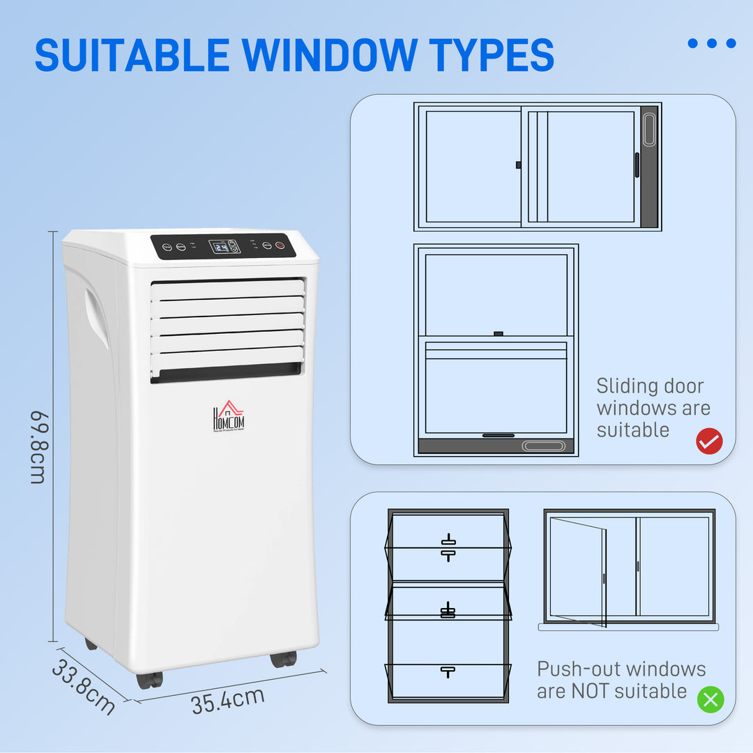 HOMCOM Mobile Air Conditioner with Remote Control, Timer, Cooling Dehumidifying Ventilating, LED Display White - 1114W | Aosom UK