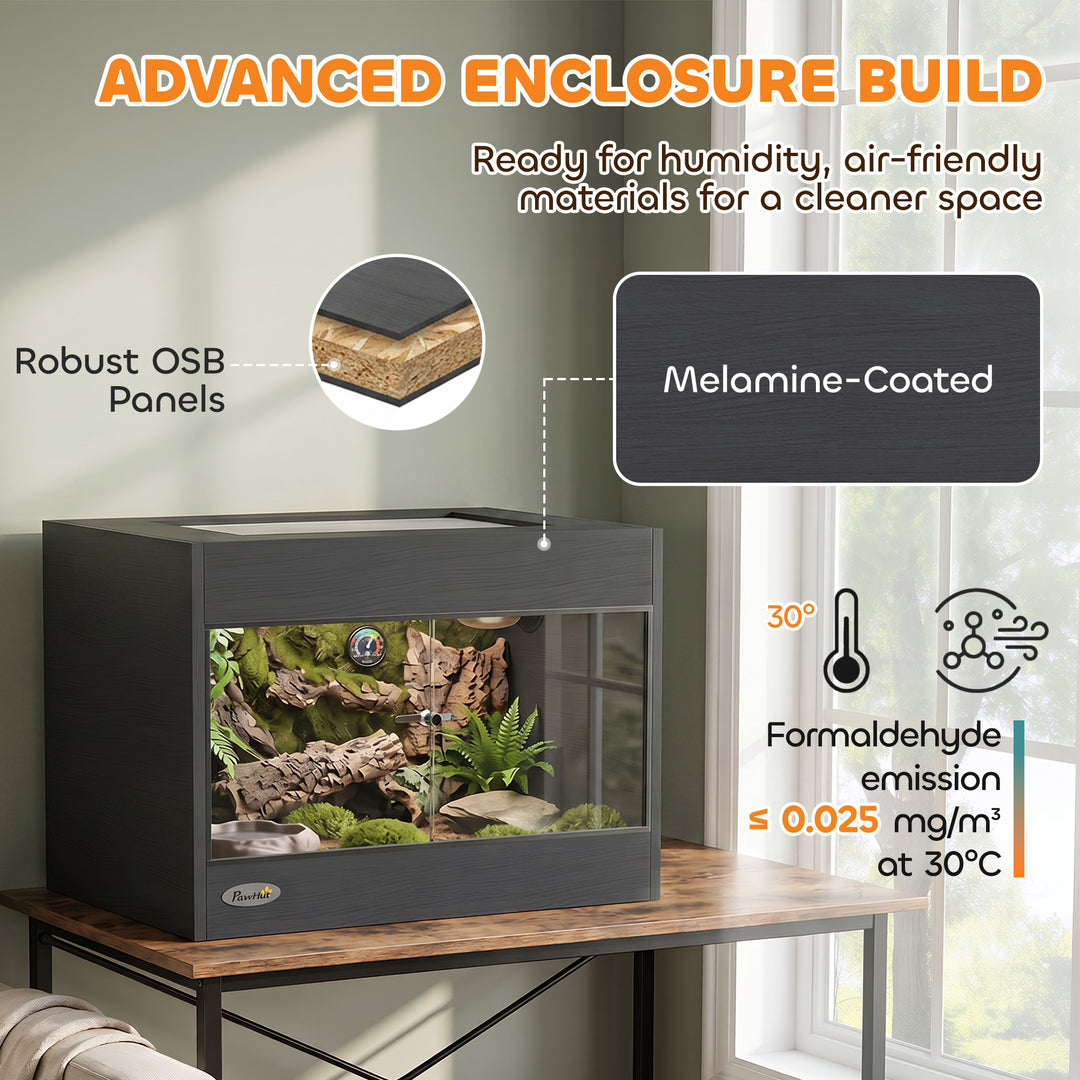 Reptile Terrarium, Reptile Vivarium with Glass Doors, Secure Lock, Top