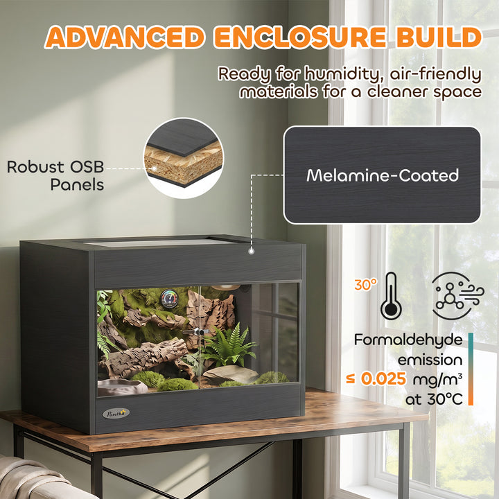 Reptile Terrarium, Reptile Vivarium with Glass Doors, Secure Lock, Top