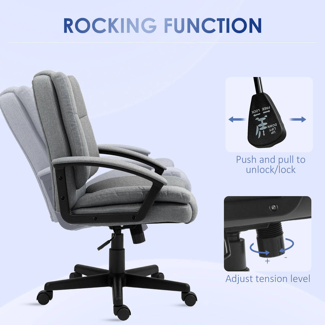 Linen-Look Padded Office Chair - Grey