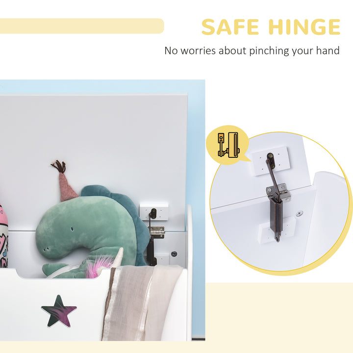 MCL Kids Wooden Toy Box Organizer Children's Toy Storage with Lid Safety Hinge Side Handle Playroom Furniture White