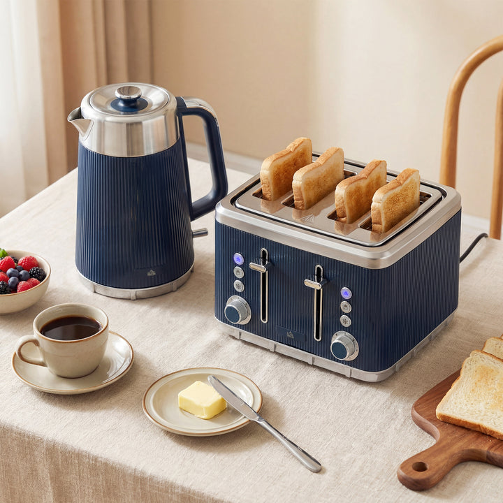 Electric Stainless Steel Kettle and Toaster Set, 3000W 1.7L UK Strix T