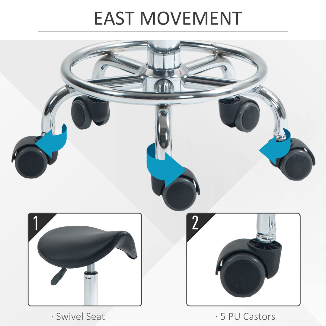 MCL Salon Saddle Stool, Rolling Saddle Chair for Massage, Spa, Clinic, Beauty, Hairdressing and Tattoo, Black