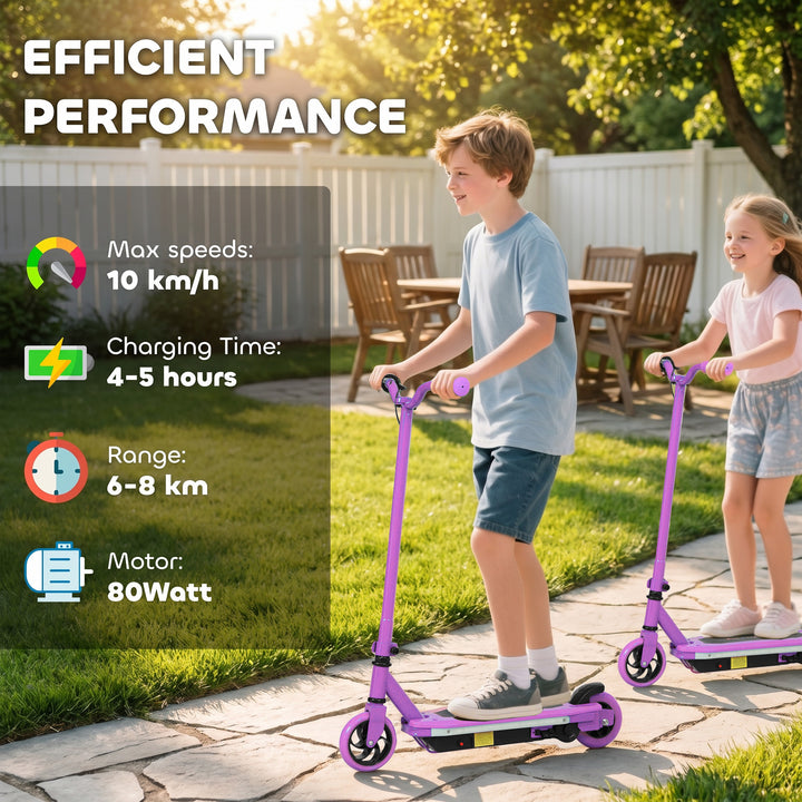 Electric Scooter for Kids 6-14 Years, with Colourful Lights, Purple
