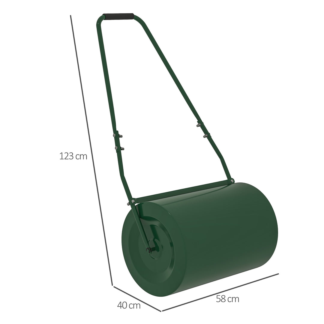 63 L Heavy Duty Water Or Sand Filled Φ30cm Garden Steel Lawn Roller Drum - Dark Green