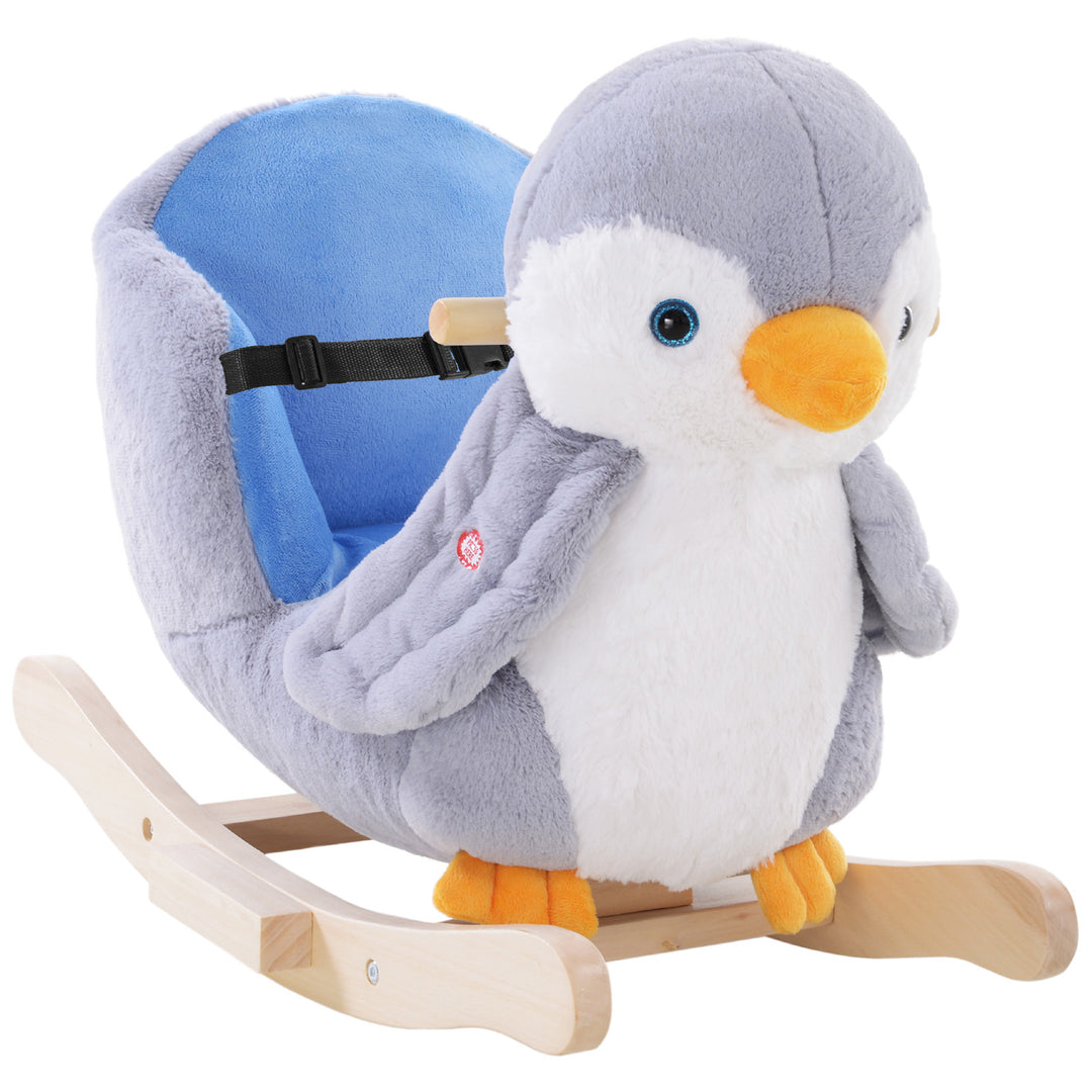 MCL Children Kids Animal Rocking Horse Penguin Plush Musical Button 32 Songs Kid Rocker for 18+ Months