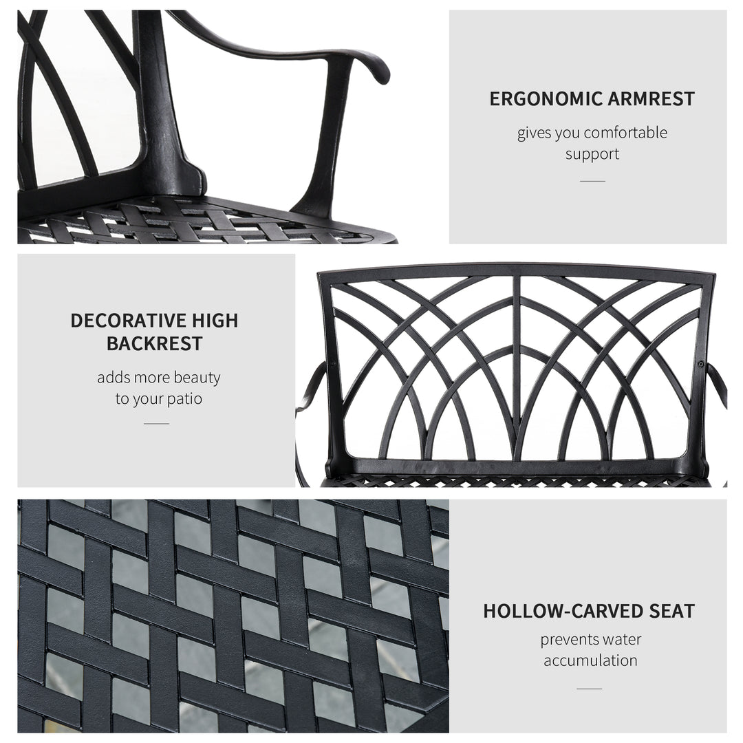 MCL 2-Seater Cast Aluminium Garden Bench Loveseat Outdoor Furniture Chair w/ Decorative Backrest & Ergonomic Armrest for Patio Terrace Porch