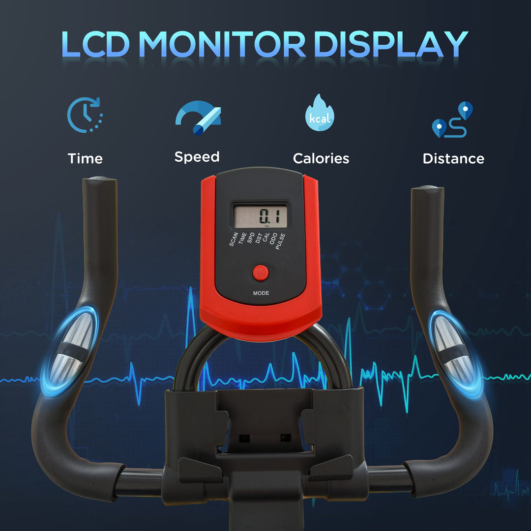 MCL Indoor Upright Exercise Bike Machine, with Adjustable Seat, Resistance, Handlebar, LCD Display