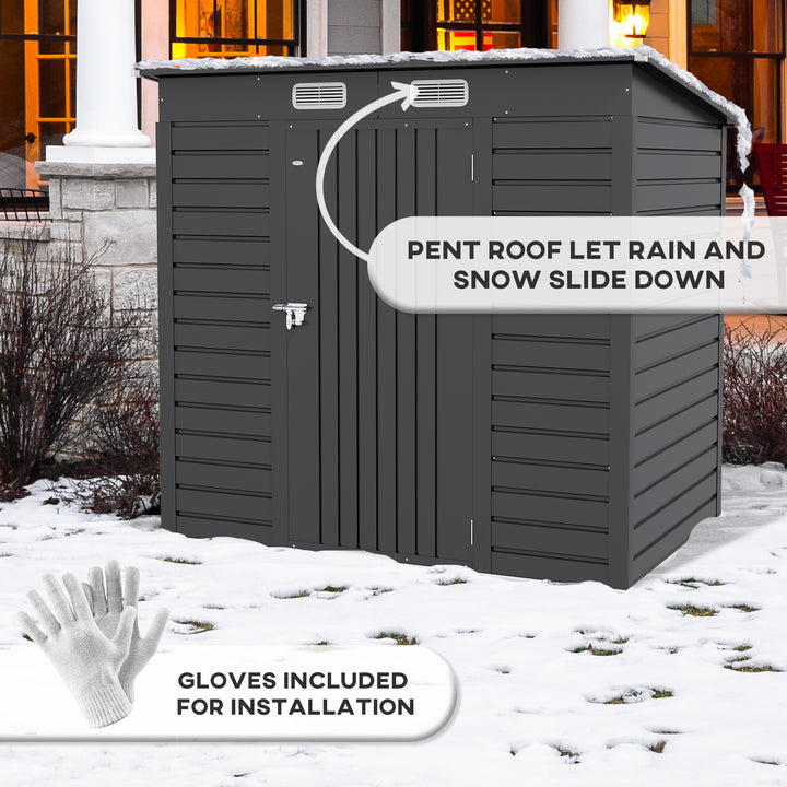 4 x 6ft Galvanised Metal Garden Shed, with Locking Door - Grey