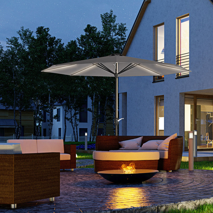2.65m Garden Parasol, with LED Lights - Dark Grey