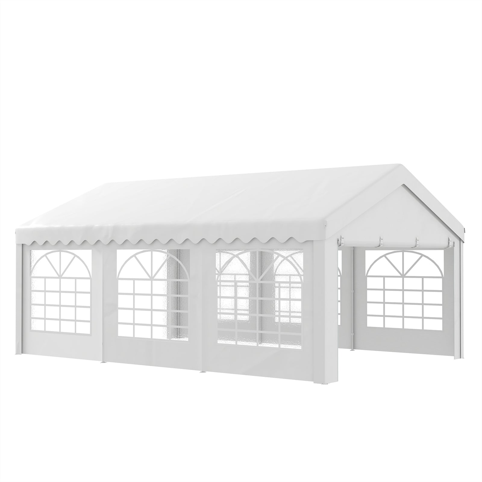 6m x 4m Heavy Duty Garden Gazebo, Galvanised Marquee Party Tent with Removable Sides and Windows for Parties, Wedding and Events, White