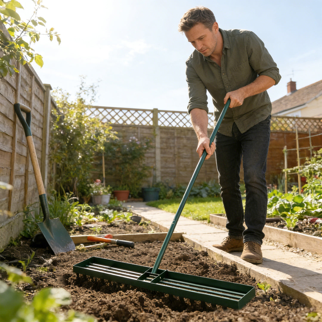 Lawn Levelling Rake, 113 x 26 cm Lawn Leveller Lute with 169 cm Handle