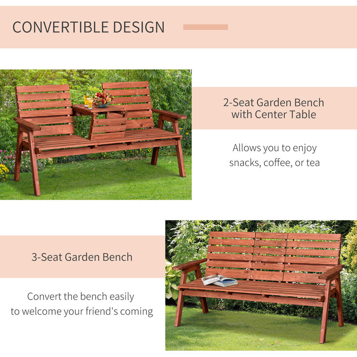 MCL Fir Wood Convertible 2 to 3 Seater Outdoor Garden Bench Wood Tone