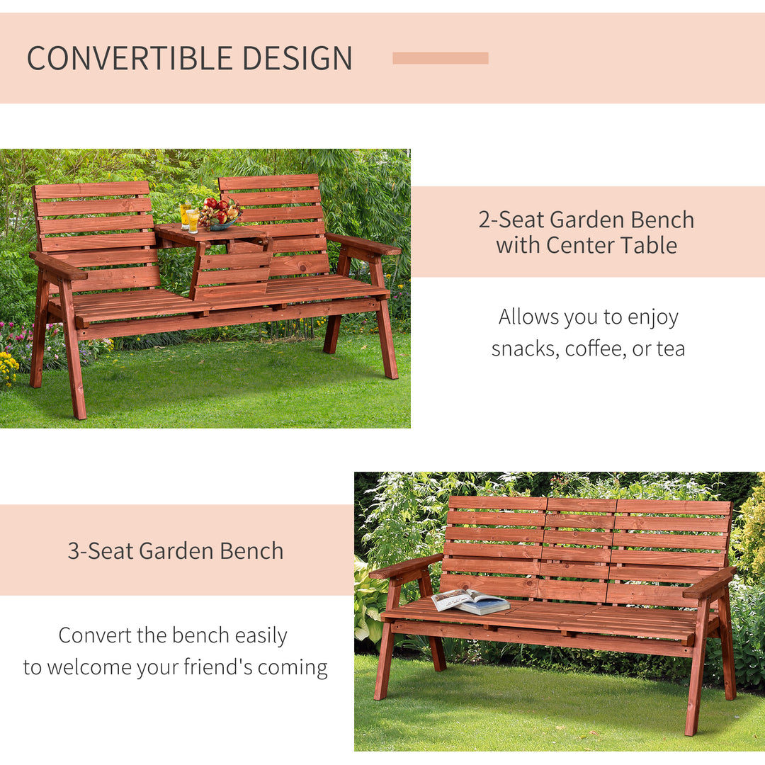 Fir Wood Convertible 2 to 3 Seater Outdoor Garden Bench Wood Tone