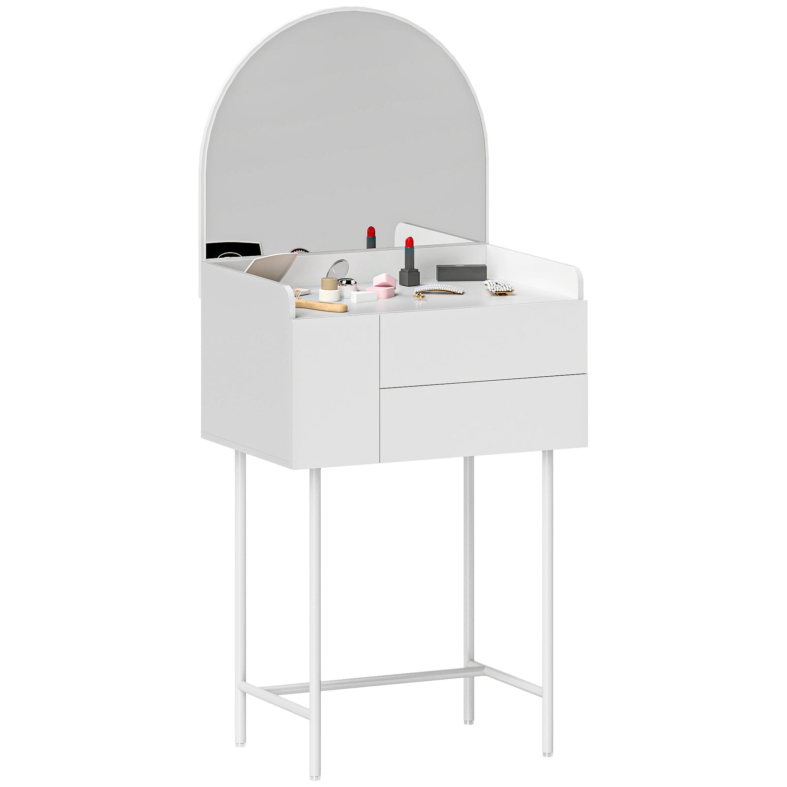 Three Drawer Compact Dressing Table - White