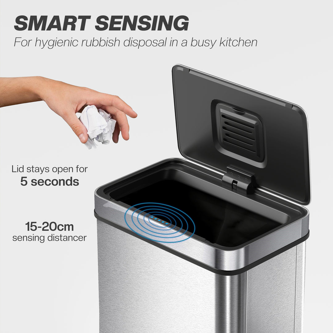 50 L Sensor Can, Sensor Bin with Soft-Close Lid, Fingerprint-Proof Sta
