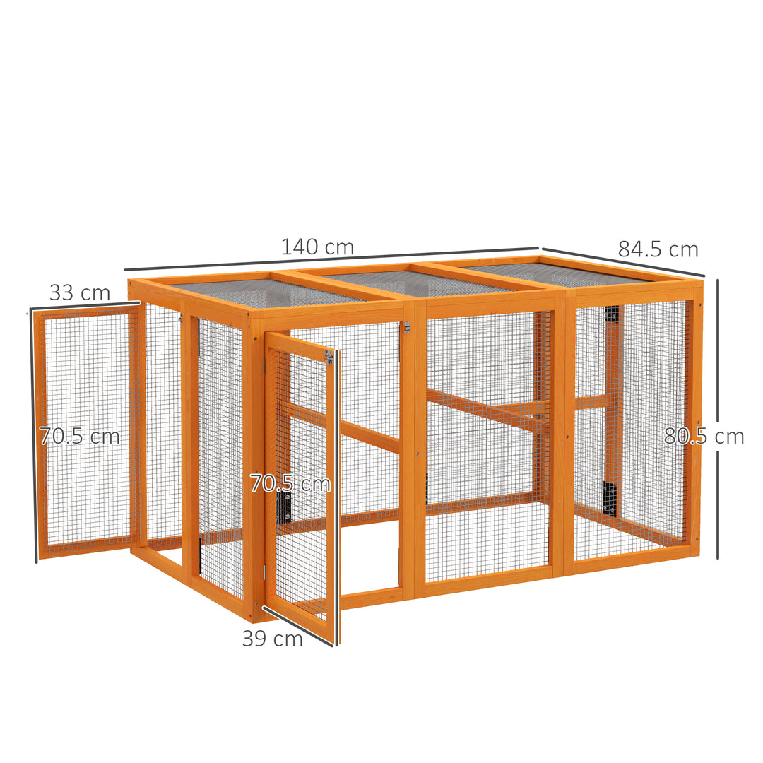 PawHut Fire Wooden Chicken House, Chicken Coop with Combinable Design & Steel Wire, 80 x 140 x 84.5cm，for 1-3 Chickens, Orange | Aosom UK