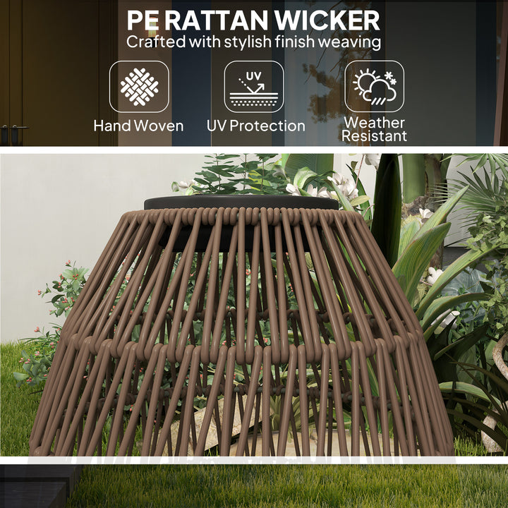 Rattan Solar Lamp, Garden Solar Lantern with Auto On/Off Light, IP44 Waterproof, Decorative Outdoor Rattan Lamp for Porch, Pathway, Dark Brown