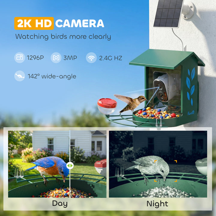 Smart Bird Feeder Camera 2K HD with AI Identifies 16,000+ Species, 2K HD Auto Capture Video, APP Instant Notifications