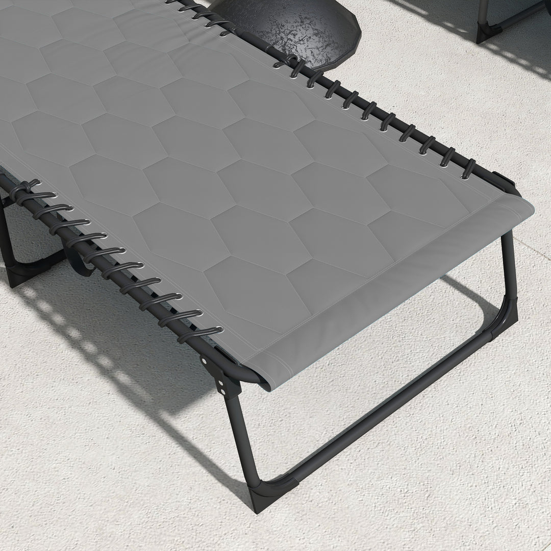 Set of Two Sun Loungers, with Five-Position Reclining Backs - Grey