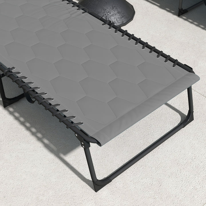 Set of Two Sun Loungers, with Five-Position Reclining Backs - Grey