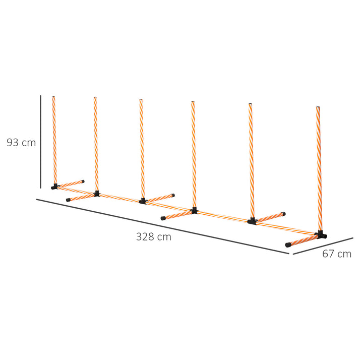 Dog Agility Equipment Pet Outdoor Training Play Run Obstacle w/ 6 Weaves Poles Whistle Carrying Bag