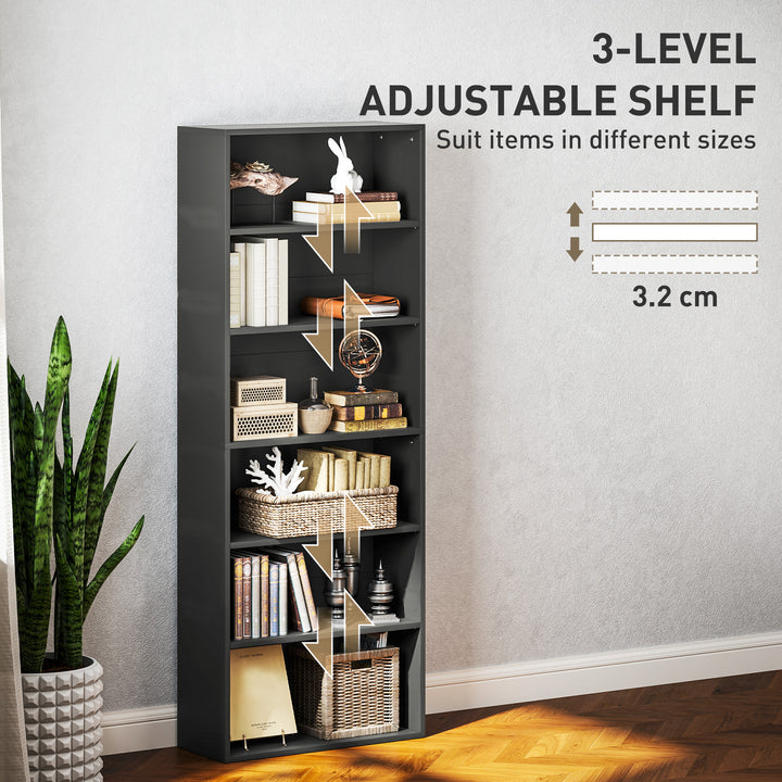 Six Shelf Bookcase - Black