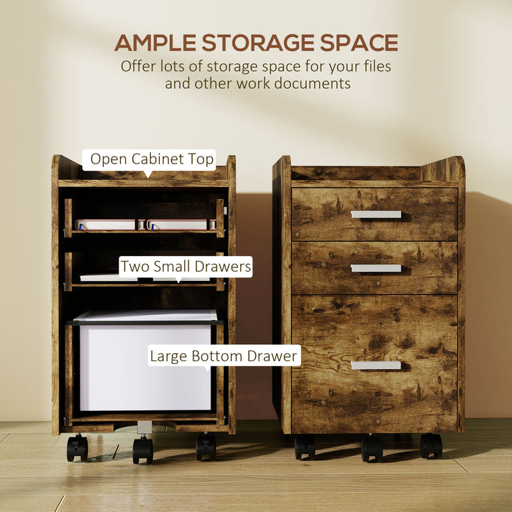 3 Drawer Filing Cabinet, Rolling File Cabinet with Edged Top for Lette