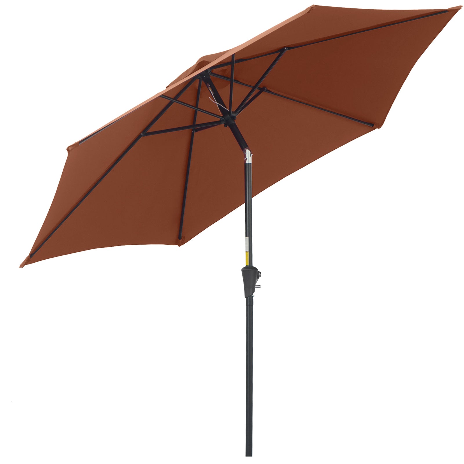 2.6M Garden Parasol Umbrella with Tilt and Crank, Outdoor Sun Parasol Sunshade Shelter with Aluminium Frame, Coffee