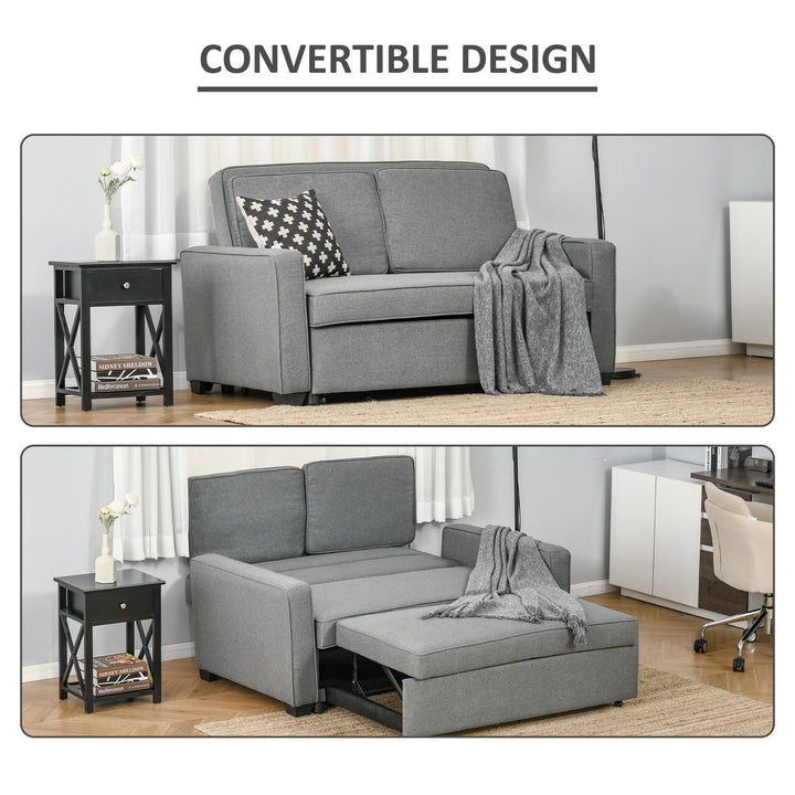 Double Sofa Bed Click Clack Sofa Bed Pull Out Bed with Adjustable Backrest for Living Room and Bedroom Grey