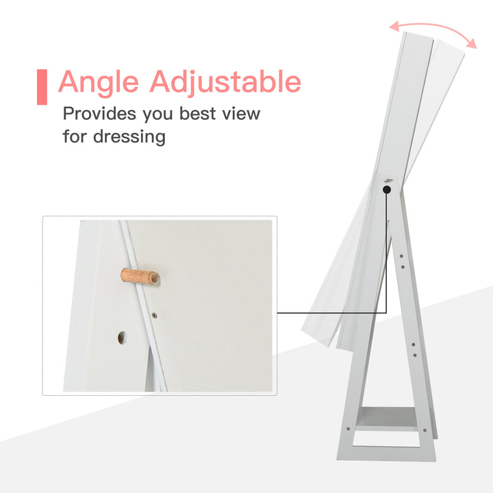 MCL Jewellery Cabinet, Standing Mirror with LED Lights, Full-Length Mirror with Storage Drawers, Hooks and Shelves, Make-Up Armoire, Jewellery Organiser for Bedroom, White