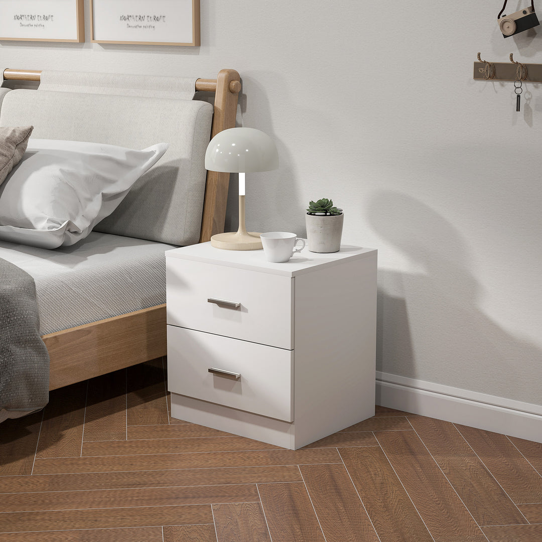 Bedside Table with 2 Drawers, Modern Nightstand, Cabinet Drawers Side Storage Unit for Bedroom, Living Room