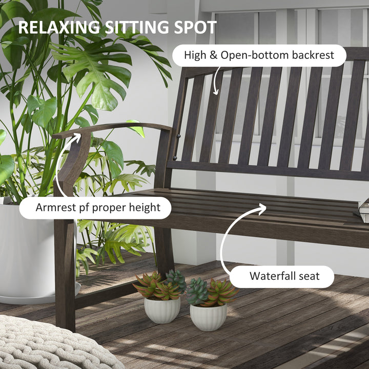 Two-Seater Simple Metal Bench - Brown